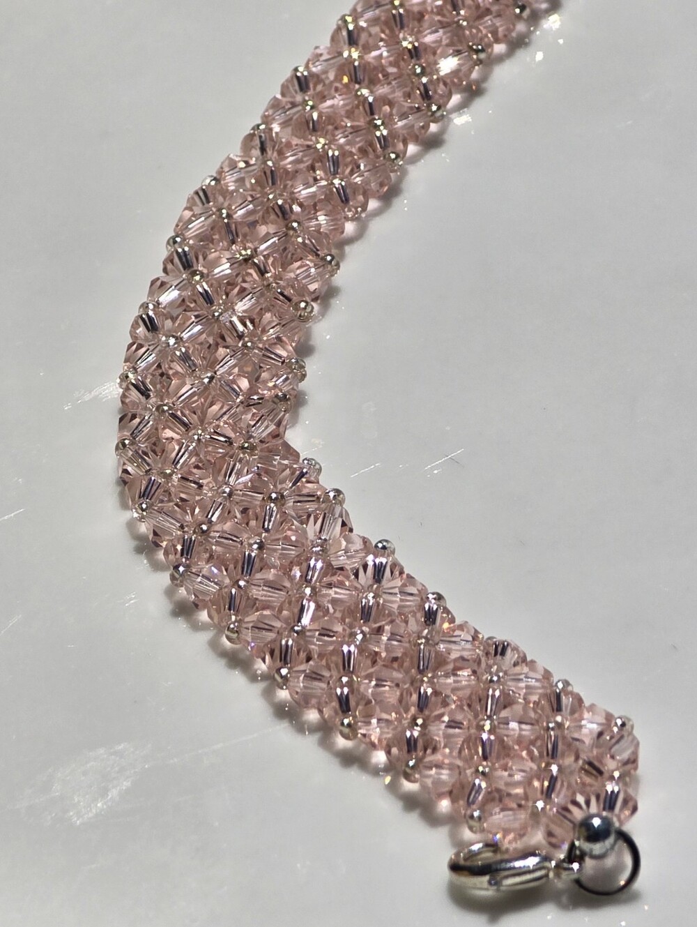 Pink Crystal Ribbon Bracelet